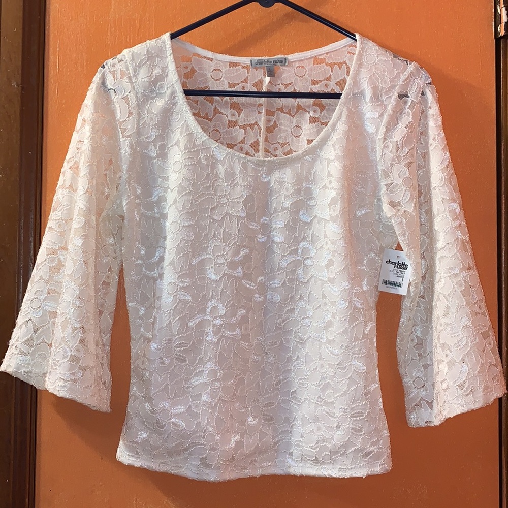 Charlotte Russe NWT OFF WHITE LACE BLOUSE Size L